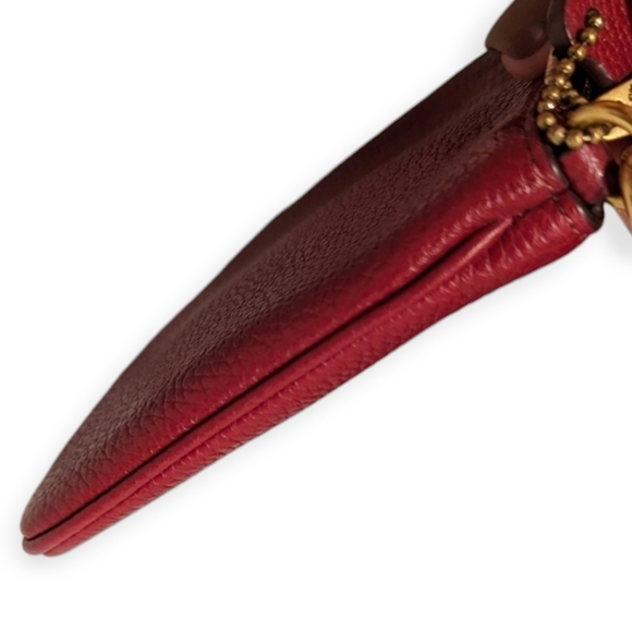 Coach Wristlet Rexy Carriage Deep Red Glitter Wristlet Medium Zip Wallet 88770 - Picture 9 of 10